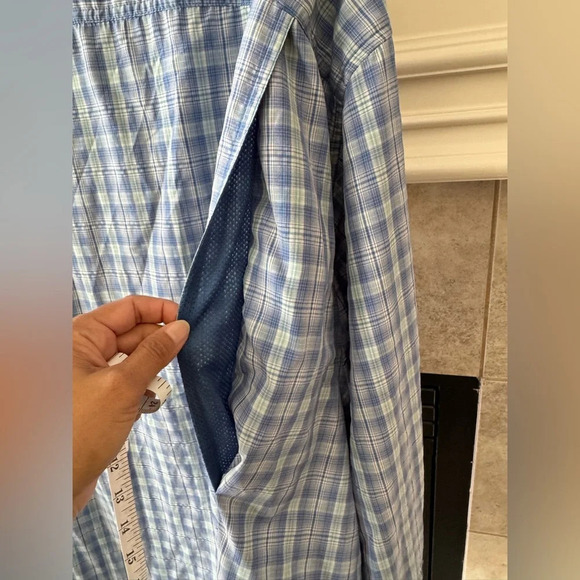 Duluth Trading Company Men's Button Down Blue Plaid Shirt Fishing Outdoor 3XL - Picture 9 of 9